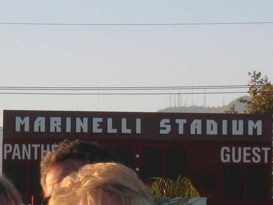 Marinelli Stadium proudly emblazoned on the scoreboard